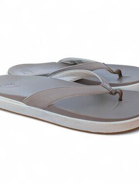 Olukai Sandals Womens Size 11 Nu'a Pi'o Taupe Flip Flops Platform Shoes Nua Pio